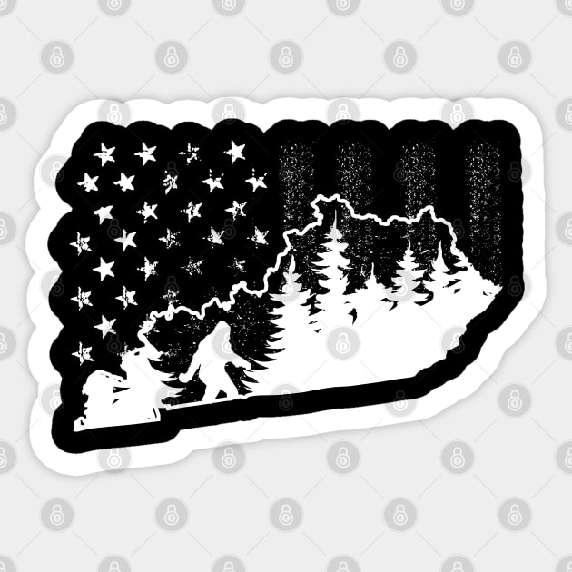 kentucky Bigfoot American Flag Sticker by Tesszero